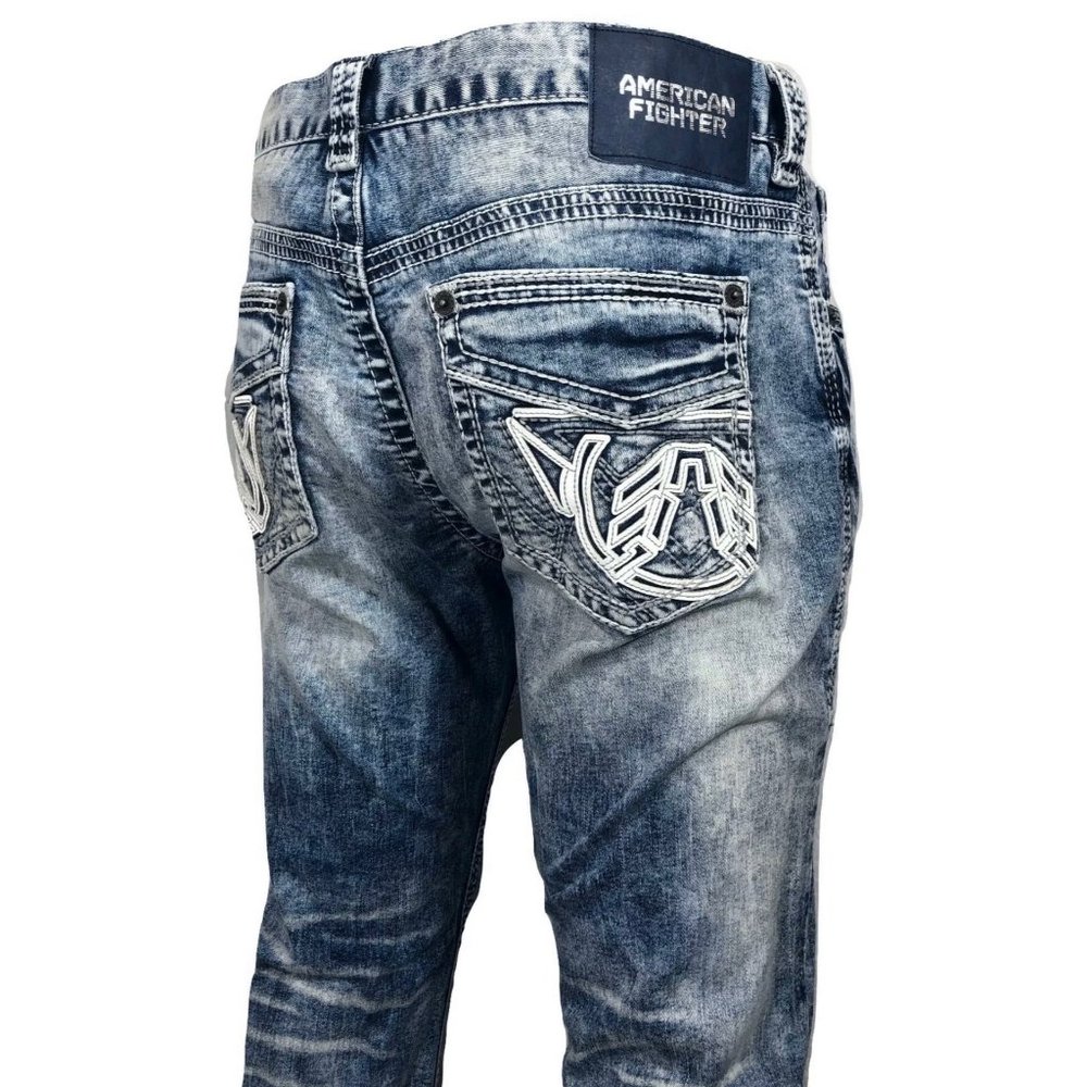 AMERICAN FIGHTER Men Denim Jeans LEGEND REVEL BRON - Picture 3 of 12